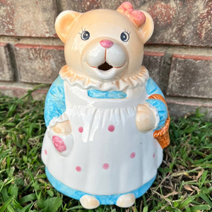 Vintage Teddy Ceramic Teapot Girl Bear Bow‎